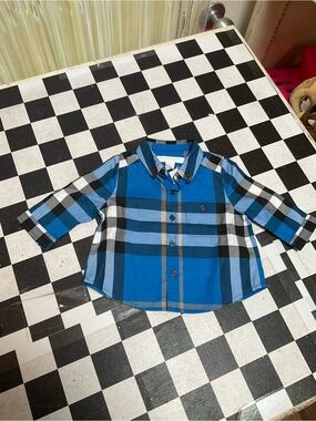Burberry Blue Plaid Button-Down Shirt for Kids